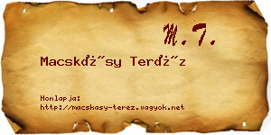 Macskásy Teréz névjegykártya